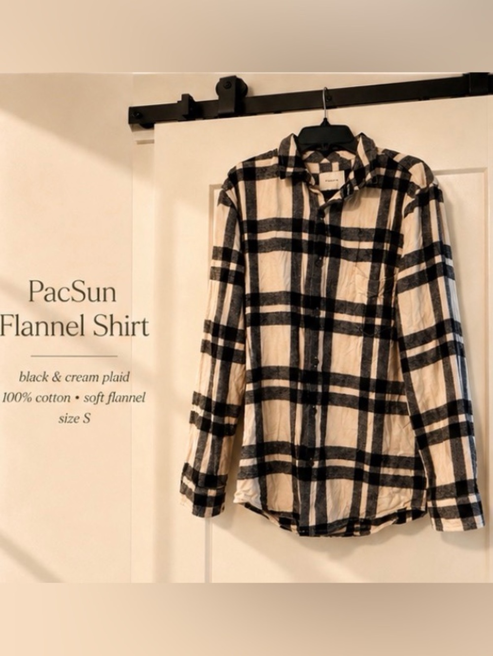 PacSun Black & Cream Plaid Button-Down Shirt
